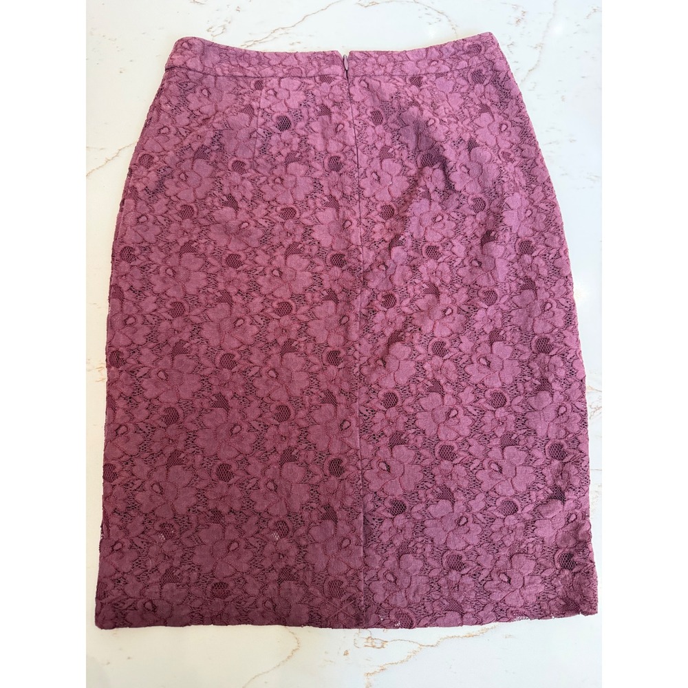 Halogen Plum Purple Floral Lace Pencil Skirt Petite 0P Professional Evening - Picture 3 of 5